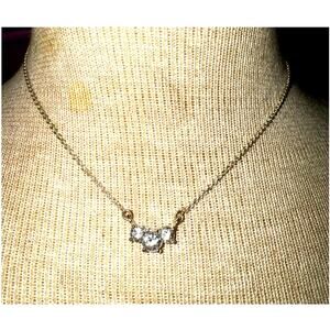 -NECKLACE WOMEN Trinity Necklace Silver With 3 Sparkling CZs 16” Length